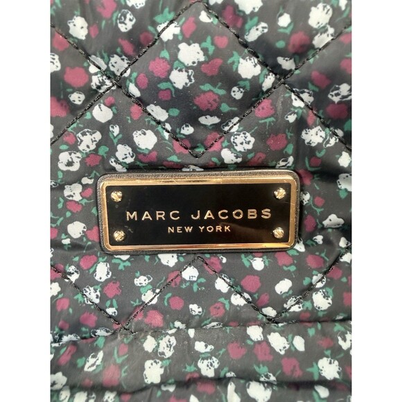 Marc Jacobs Quilted Nylon Mini Backpack Floral Print Black Blue Mirage - Picture 2 of 7